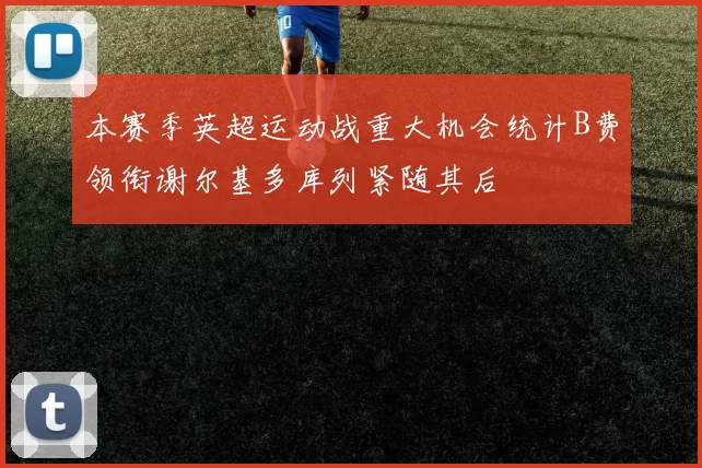本赛季英超运动战重大机会统计B费领衔谢尔基多库列紧随其后